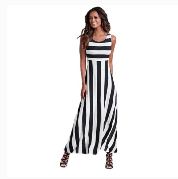 💕Black/White/Maxi Dress💕Size 12/14💕 - Picture 1 of 12